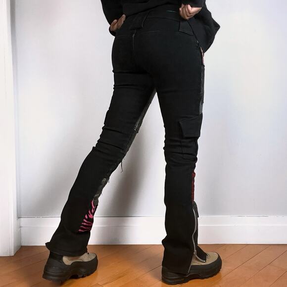 Rare Y2K Serious Los Angeles Patchwork Pants LA Clothing Black Jeans Goth Punk - Picture 4 of 16